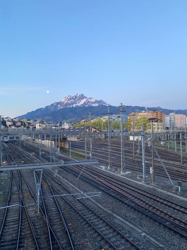 Early morning railway infrastructure documented in Lucerne, Switzerland