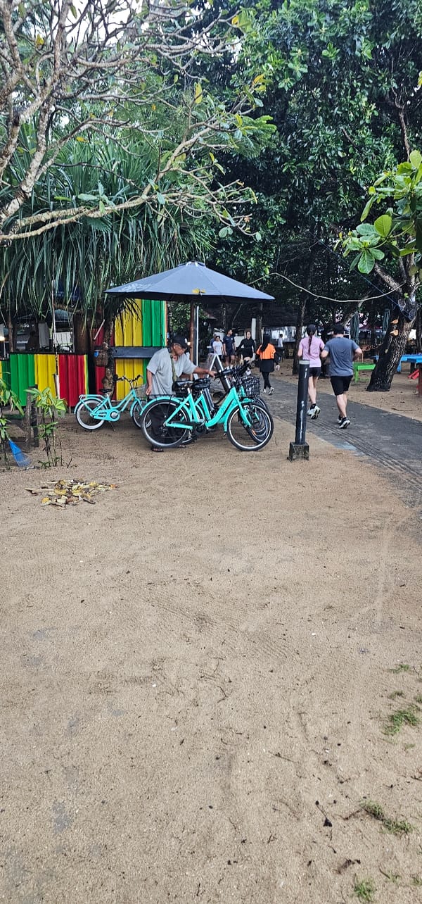 Evening beach life documented in Denpasar, Indonesia