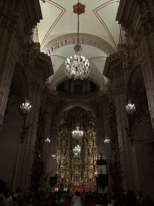 Interior view captured of ornate Santa Prisca Church in Taxco