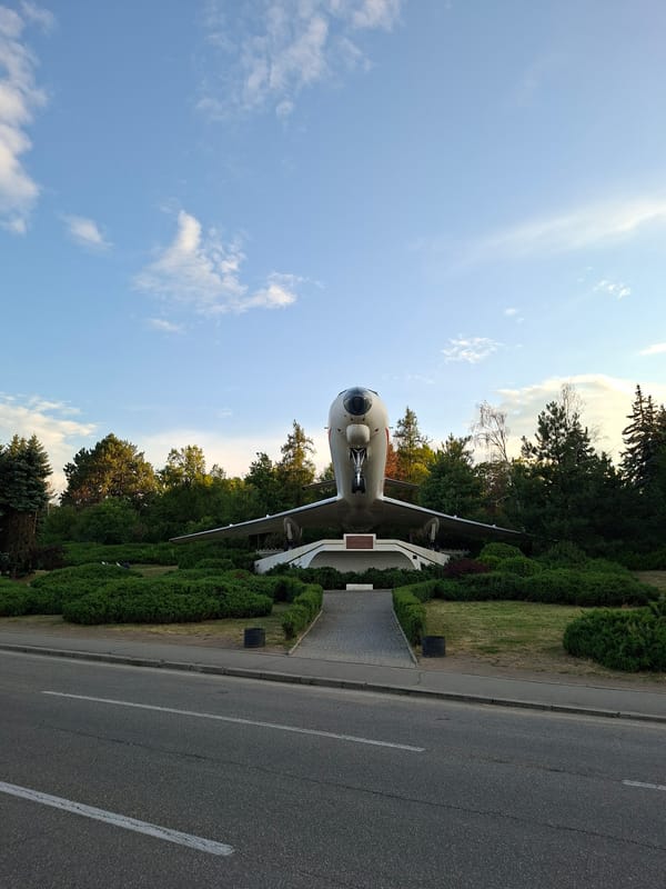 Tu-134 monument on display near Chișinău International Airport