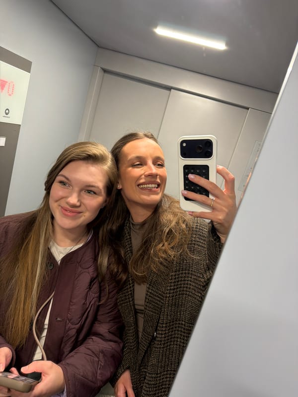 Two women take selfie in Belgrade elevator