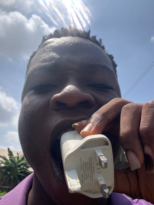Person documents 30-minute selfie session with everyday objects in Nigeria