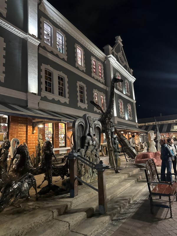 Evening street life documented at Cape Town's V&A Waterfront