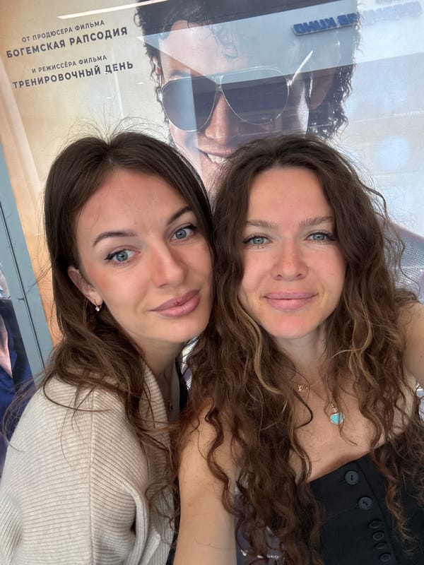 Selfie in front of a movie poster in Moscow