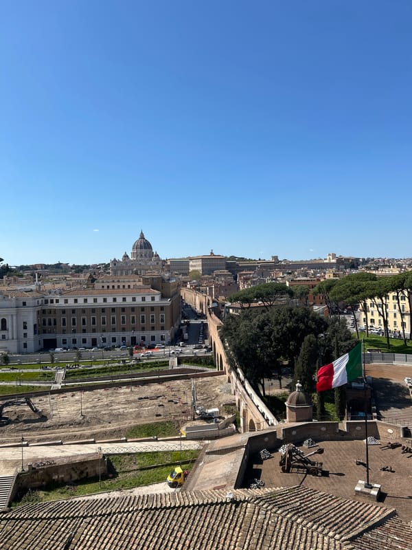 Tourist captures panoramic Rome views from Castel Sant'Angelo