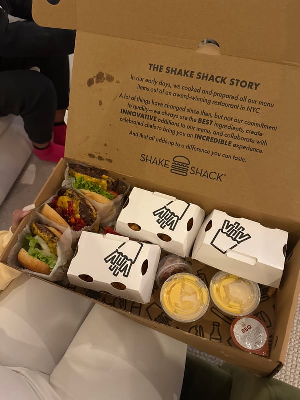 Shake Shack delivery documented in London evening