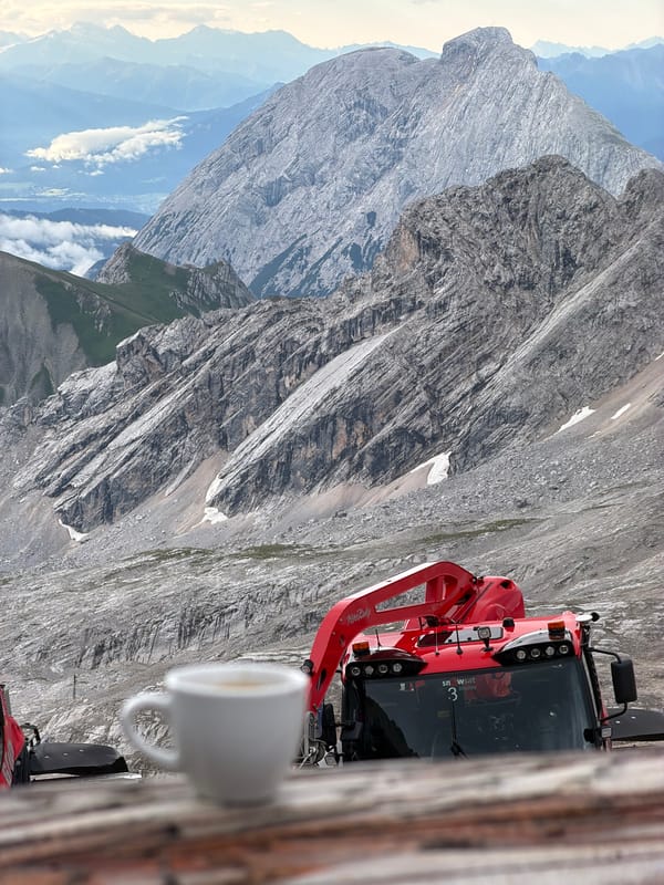 Morning coffee and alpine views at the Zugspitze
