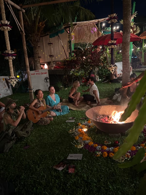 Electronic music festival with fire performers draws crowds in Ubud