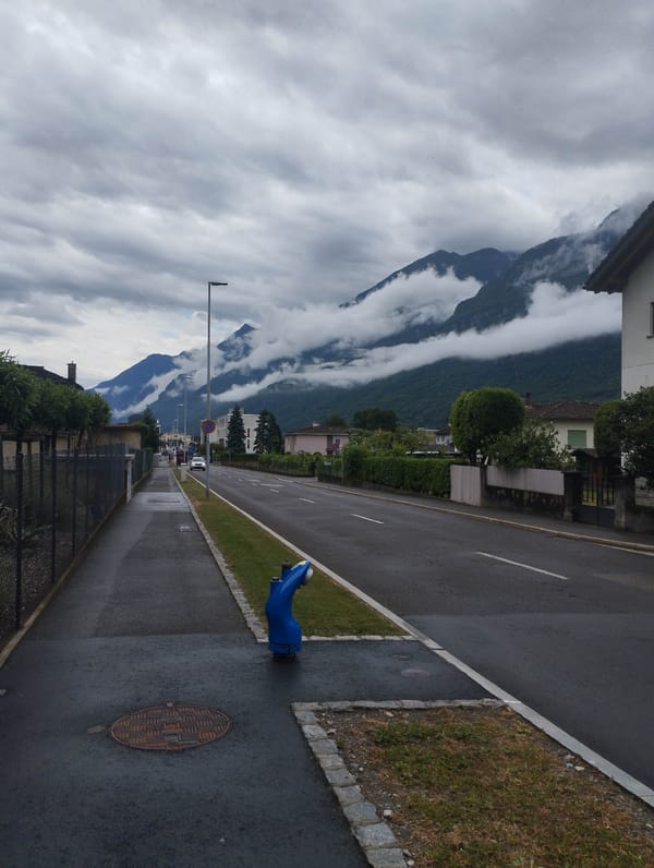 Overcast morning documented in Swiss alpine town, Ticino