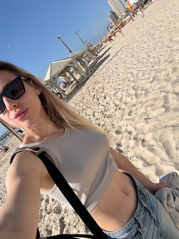 Woman photographed at Tel Aviv beach