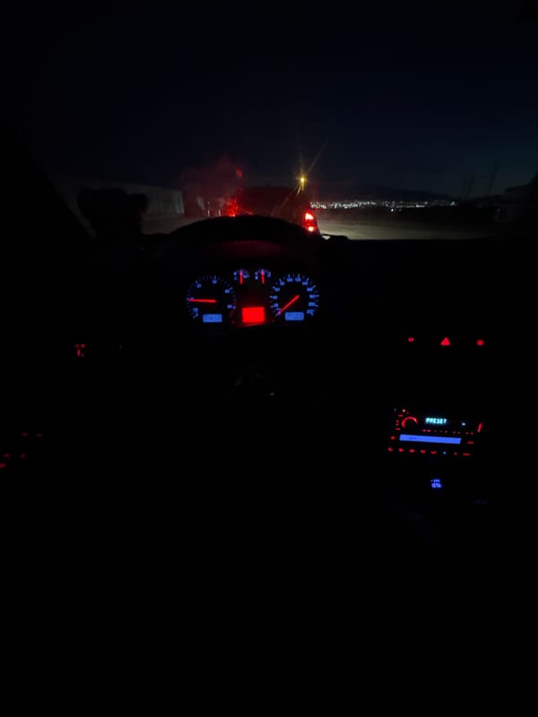 Night driving captured on dashboard in Sofia