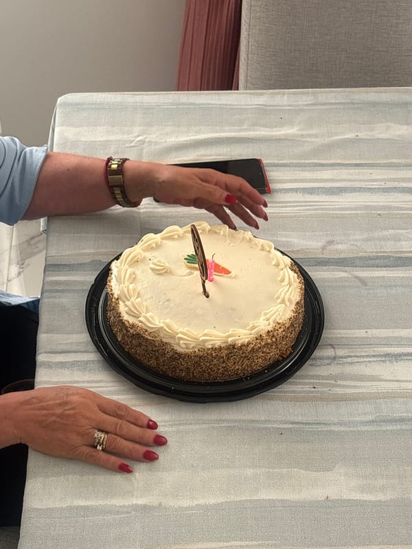 Evening celebration with carrot cake documented in Mexico