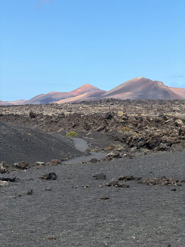 Volcanic landscape documented in Tías, Spain under clear skies