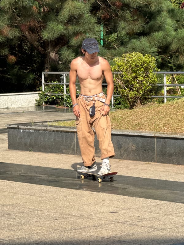Young man skateboarding in Da Lat, Vietnam morning session