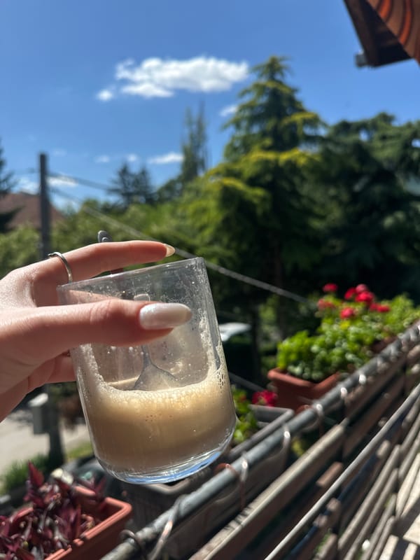 Morning coffee moment captured on Sofia balcony