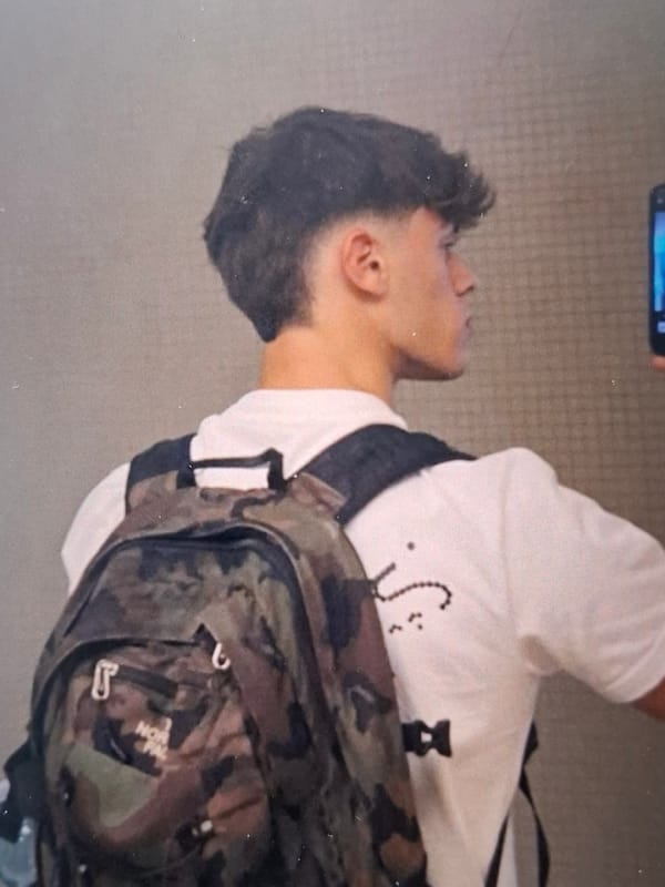 Young man with camouflage backpack spotted in Pomorie, Bulgaria