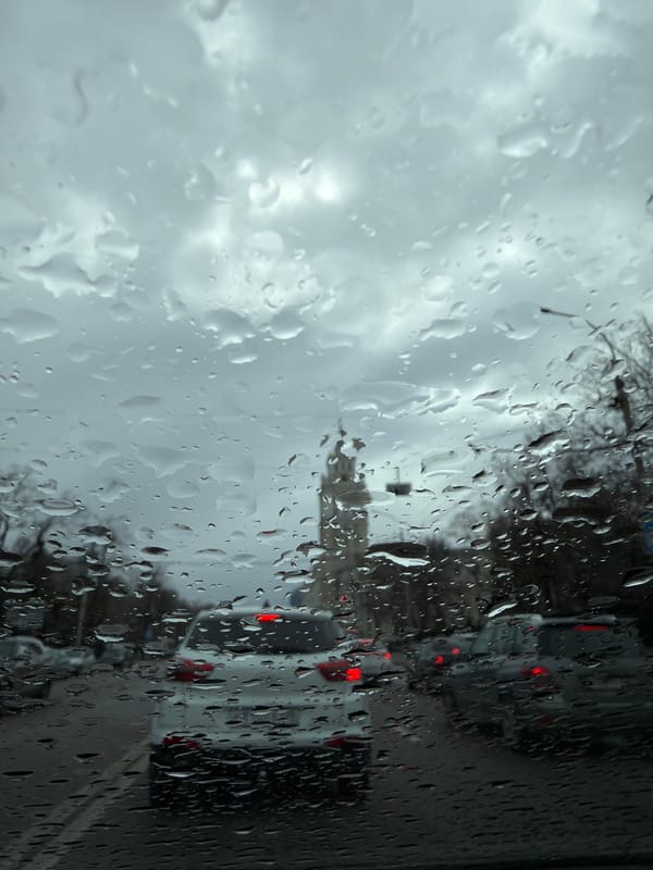 Rainy morning captures: selfies, traffic, clock tower cityscape