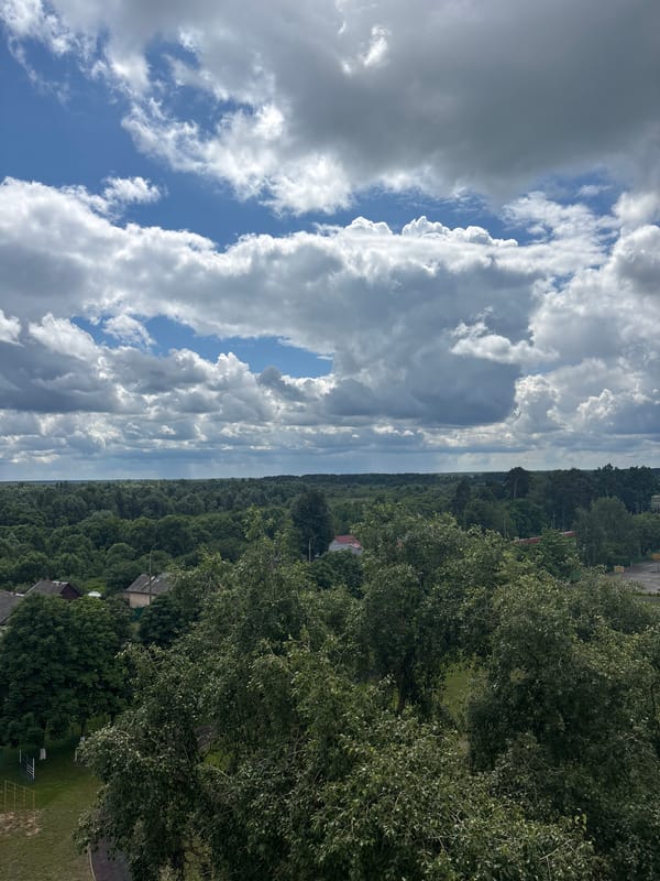 Elevated views over Homyel's green outskirts, Belarus