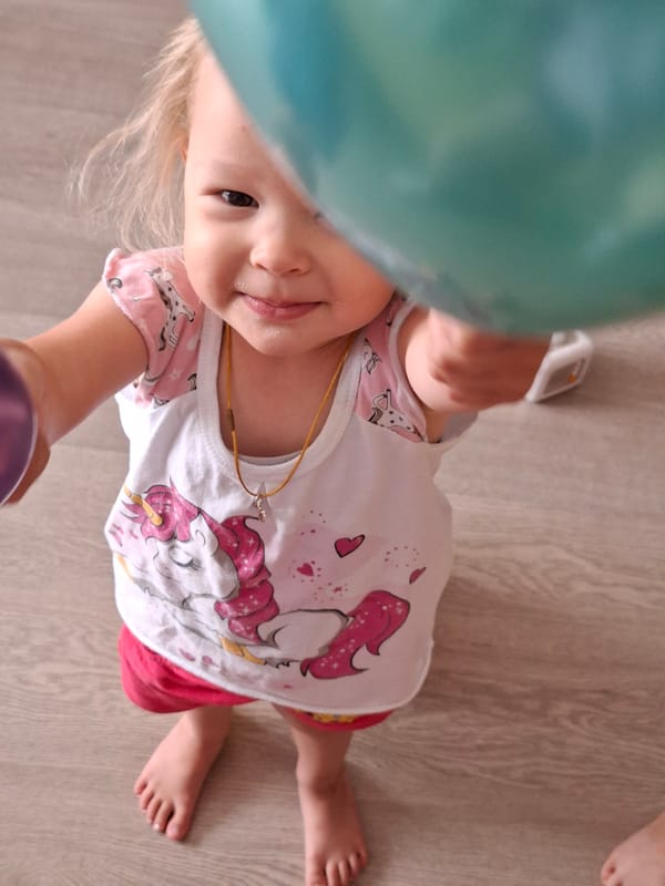 Toy excavator and indoor playtime, morning of August 5th