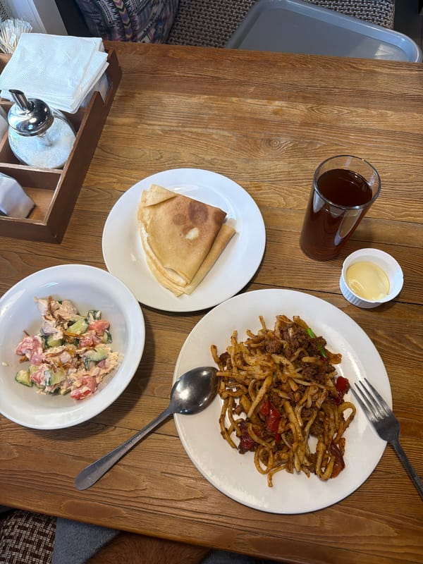 Early morning meal documented at Krasnoyarsk restaurant