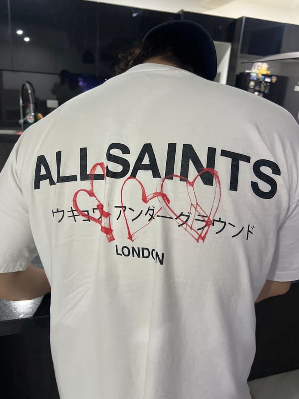 ALLSAINTS shirt with red hearts spotted in Cholula
