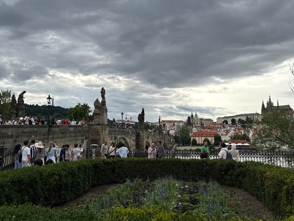 Prague landmarks on a grey summer afternoon