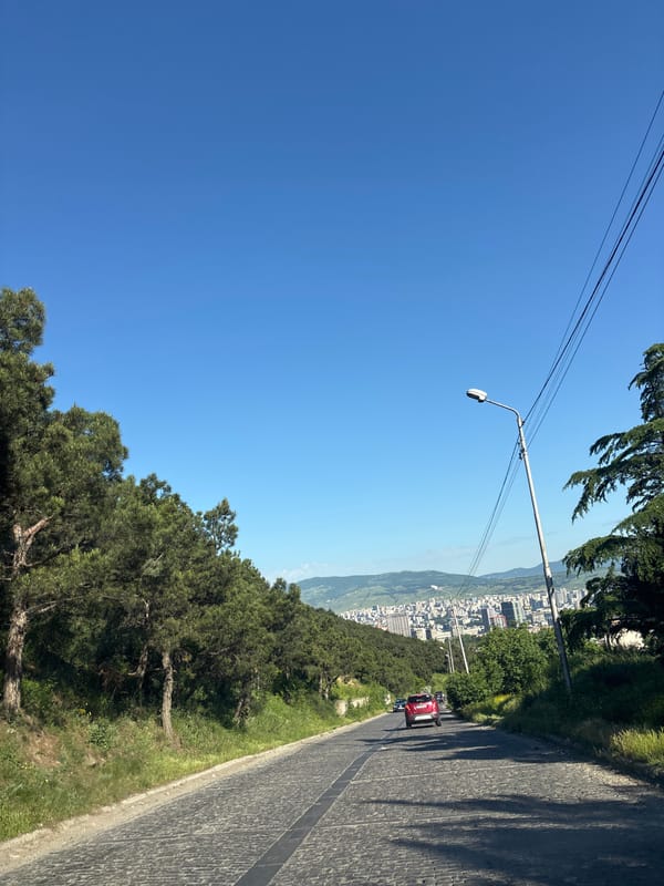 Morning drive captures scenic views across Tbilisi, Georgia