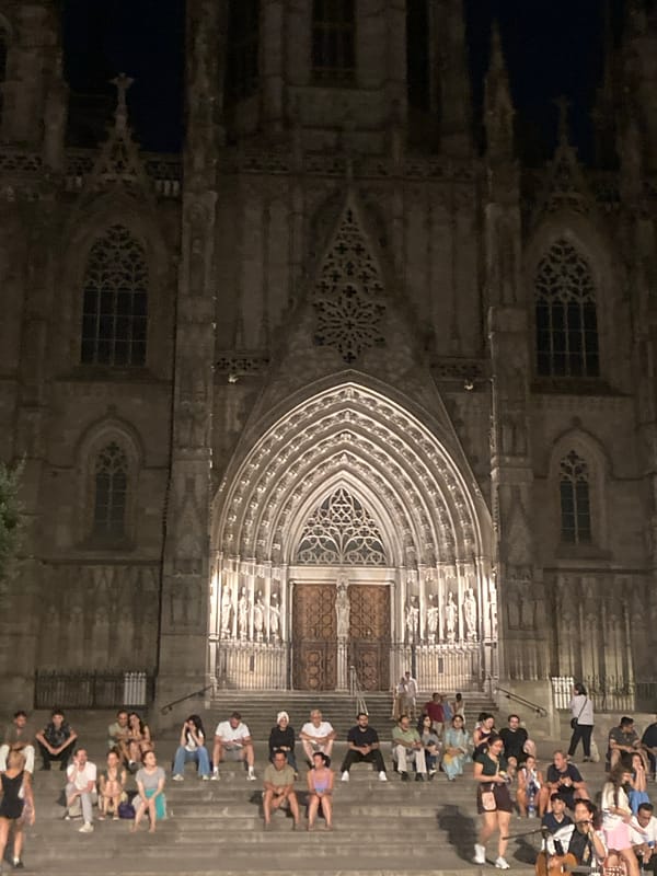 A summer night around Barcelona Cathedral, Gothic Quarter
