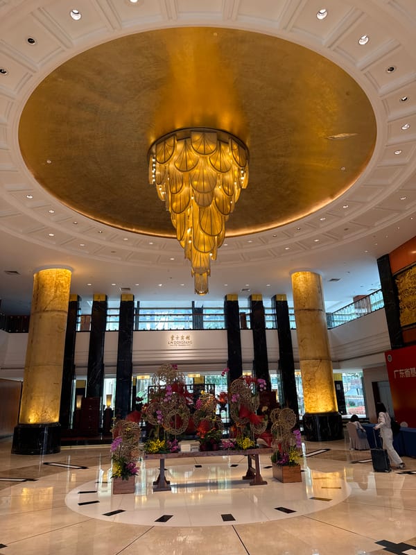 Ornate chandelier documented in luxury building, Yuexiu District