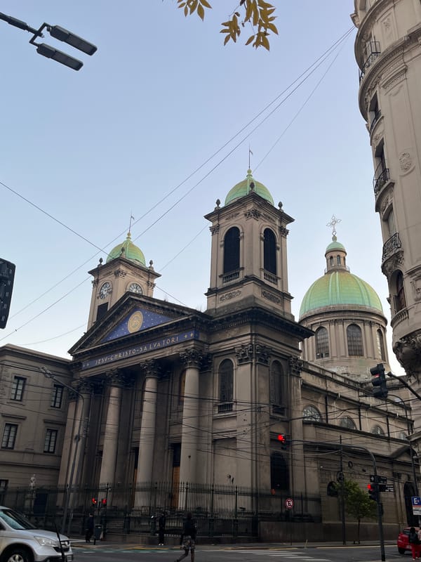 Evening architectural documentation in Buenos Aires historic district