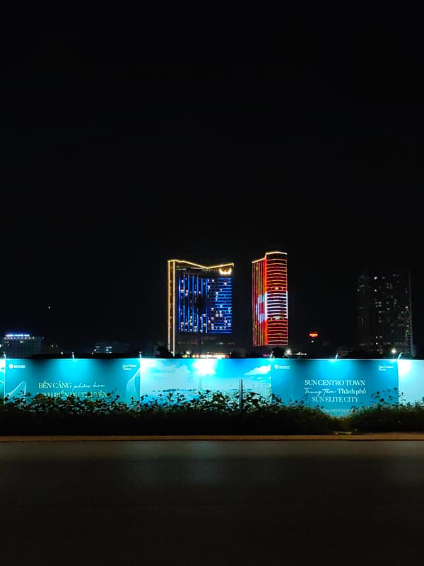 Illuminated skyline observed in Bai Chay Ward, Vietnam