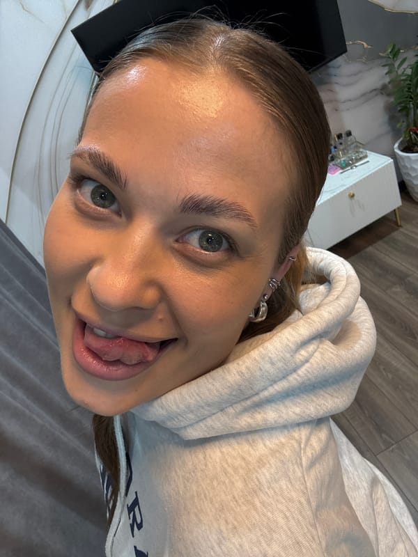 Woman takes playful selfies in Chernushka, Russia