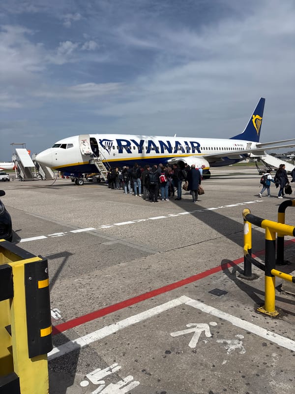 Ryanair flight boards passengers at Naples airport