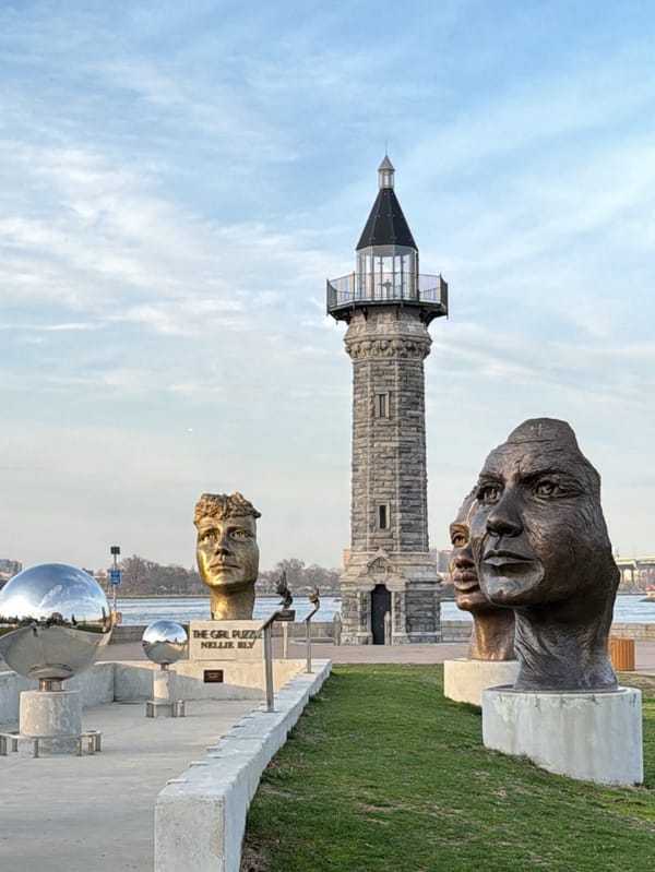 Art installations documented along NYC waterfront promenade