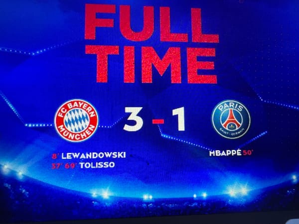 Soccer match result and Champions League celebration captured