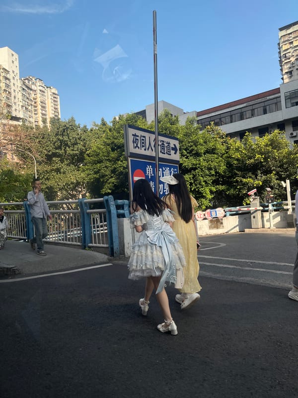 Pedestrians, costumed individuals observed near Chongqing hospital Thursday morning