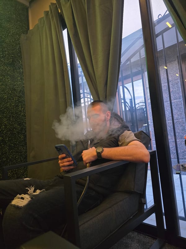 Man photographed in Sofia cafe and bathroom selfie