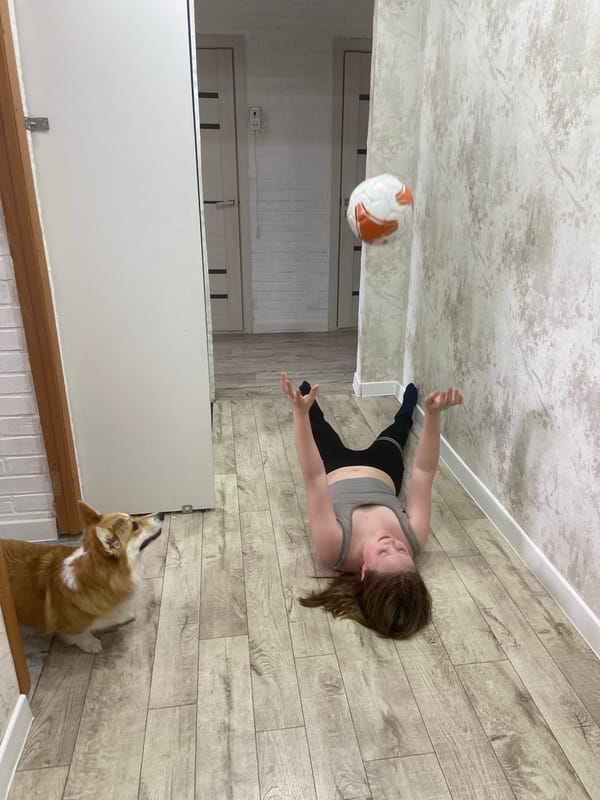 Woman's morning routine with corgi documented in Chaikovsky