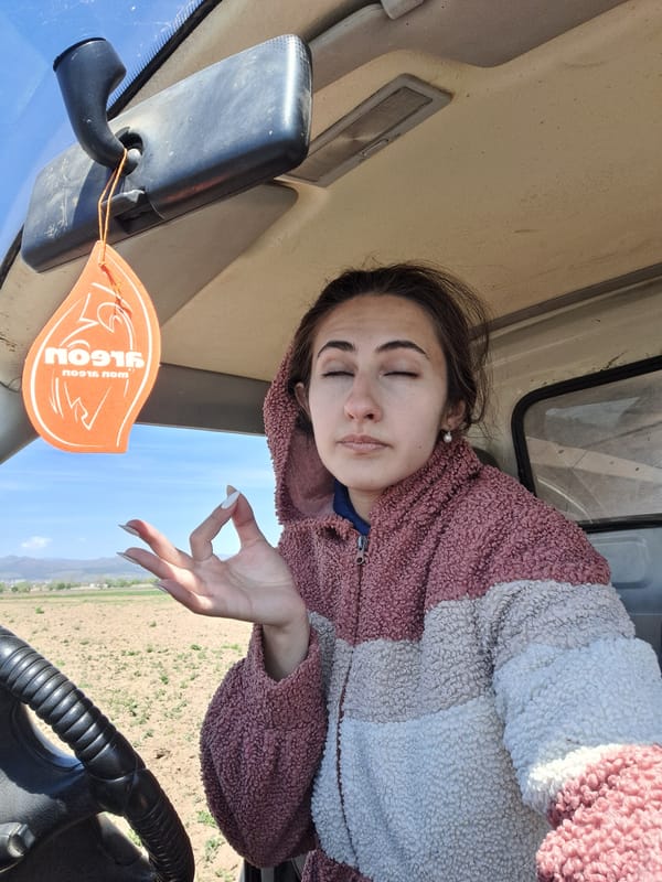 Young woman photographed with Volkswagen vehicle in Sofia