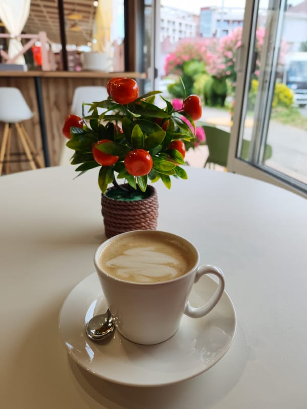 Café corner and street life in Sochi, Russia