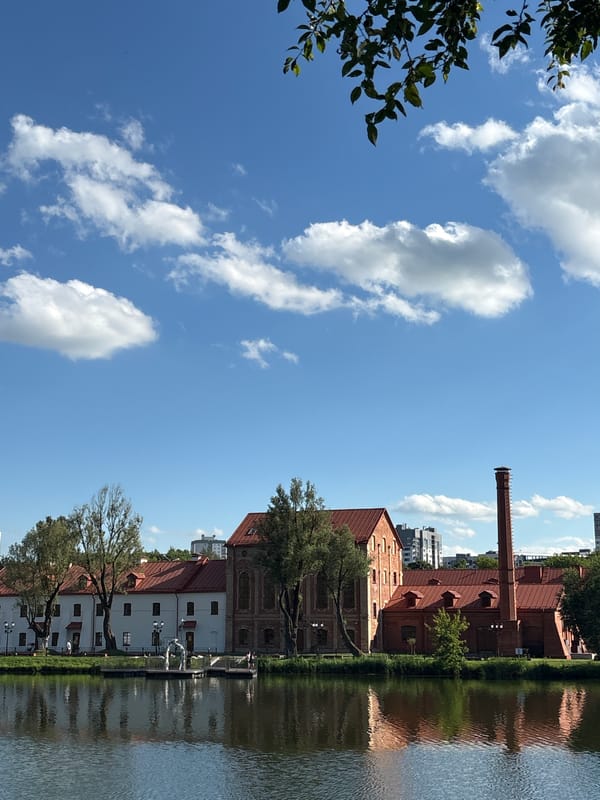 Sunny afternoon along Minsk's Svislach River parkway