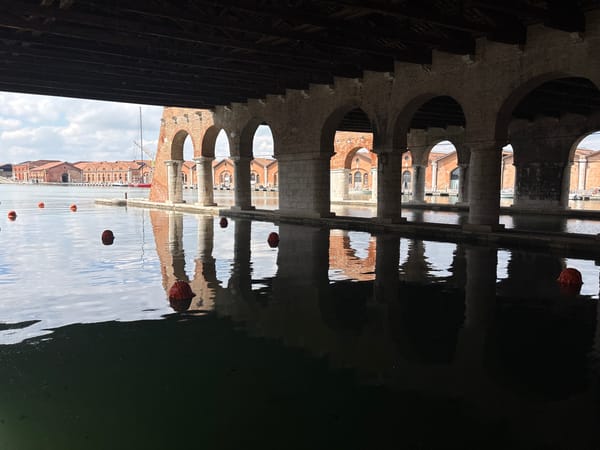 Contemporary art installations documented across Venice's historic canals and architecture