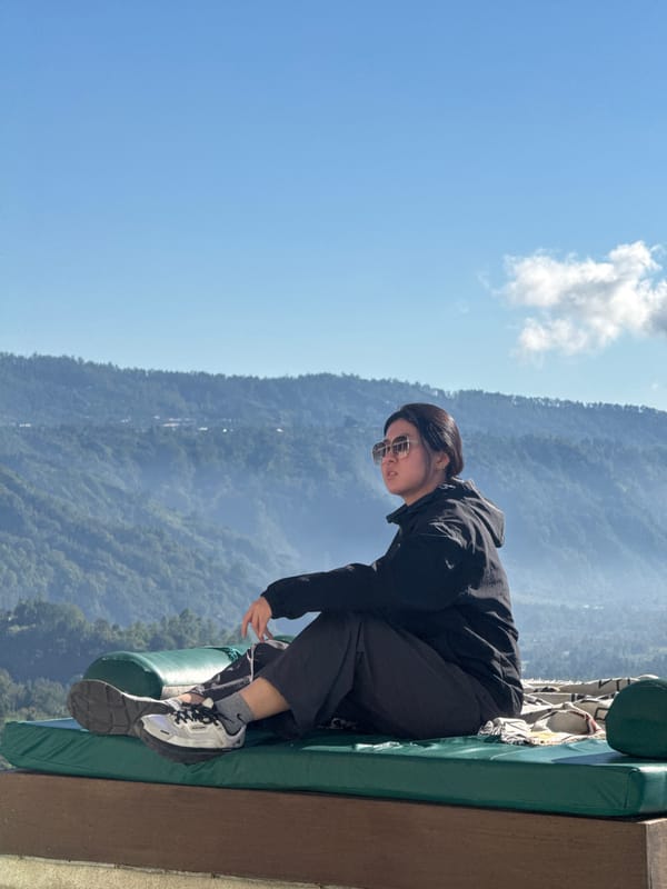 Morning at Kintamani's Paperhills overlooking Bali's volcanic valley