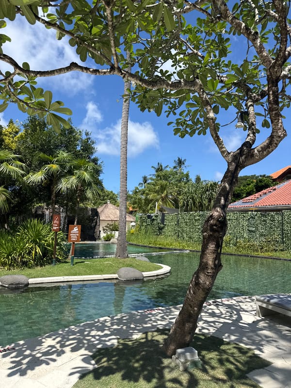 Morning resort tour captured in Indonesia tropical setting