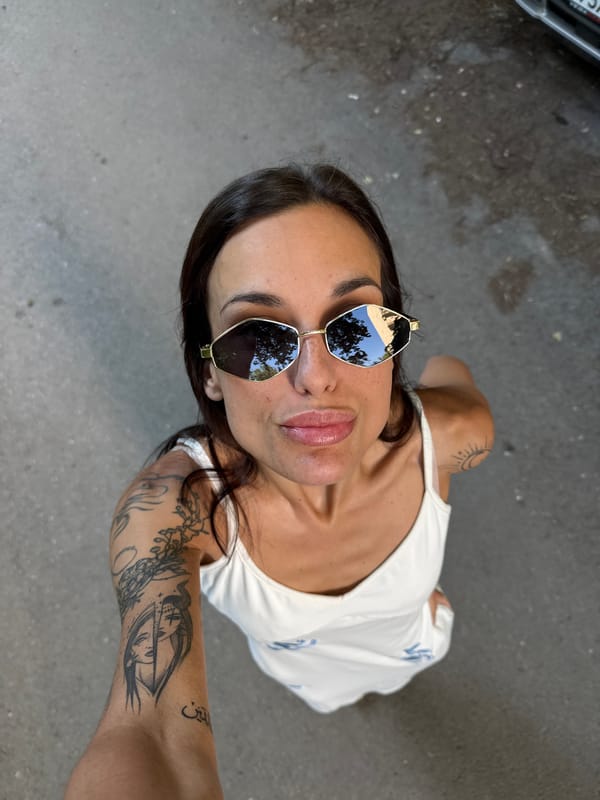 Woman takes early morning selfie in Pleven, Bulgaria