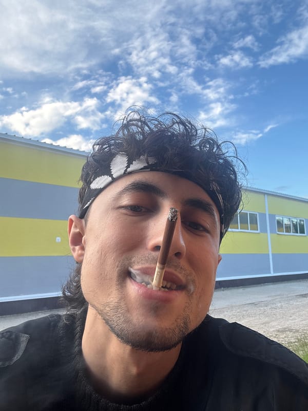 Close-up selfie session with a bandana and black outfit