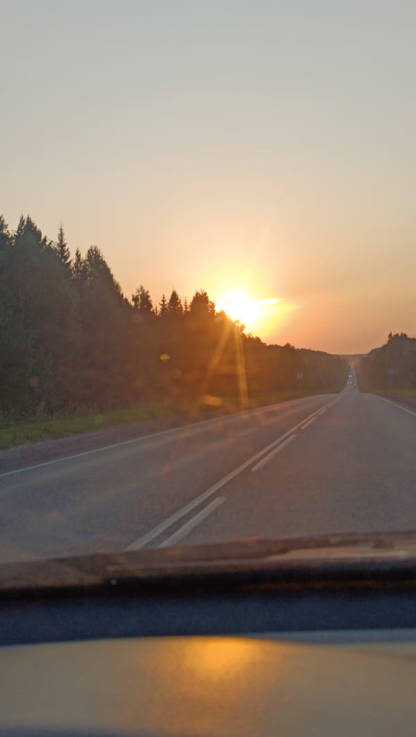 Driving through Chaikovsky at golden hour, summer evening