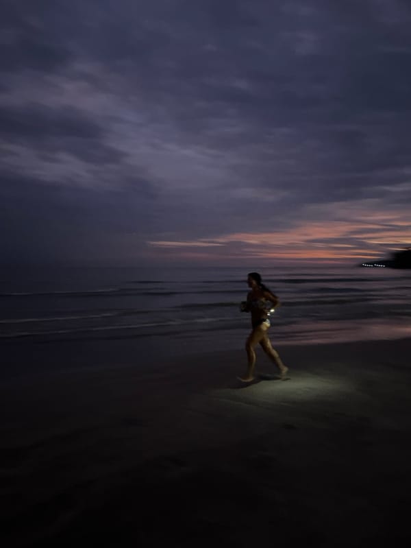 Evening beach run and seafood market captured in Weligama