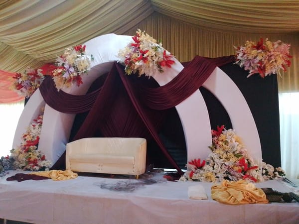 Wedding venue preparations documented in Bukuru, Nigeria