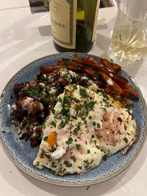London resident cooks elaborate egg dinner with sides